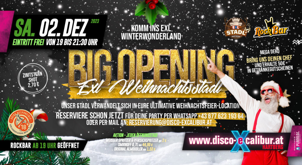 EXL Weihnachtsstadl – BIG OPENING